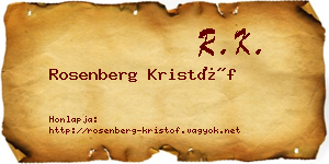 Rosenberg Kristóf névjegykártya